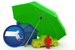 types of insurance - with Massachusetts icon