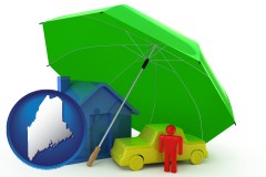 maine map icon and types of insurance